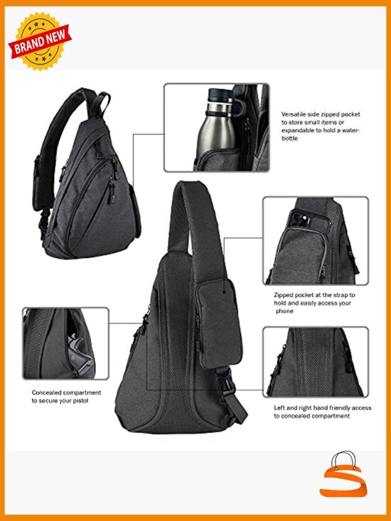 Crossbody Sling Backpack Concealed Carry Purse Water-Resistant Nylon Daypack main image 6